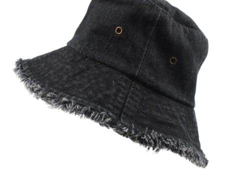 Anobel Copenhagen - Frayed Edge Denim Bucket Hat H-29073. - Black Online Sale