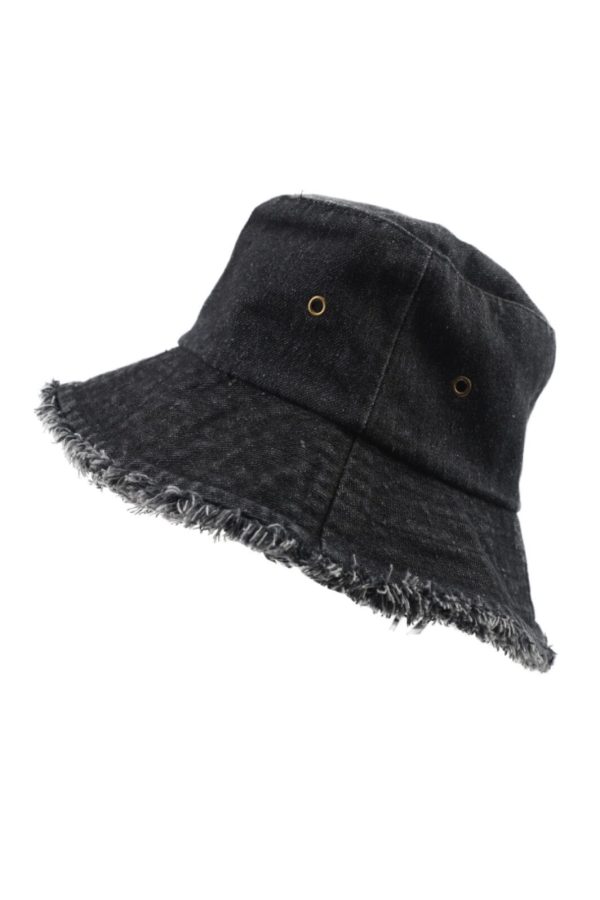 Anobel Copenhagen - Frayed Edge Denim Bucket Hat H-29073. - Black Online Sale