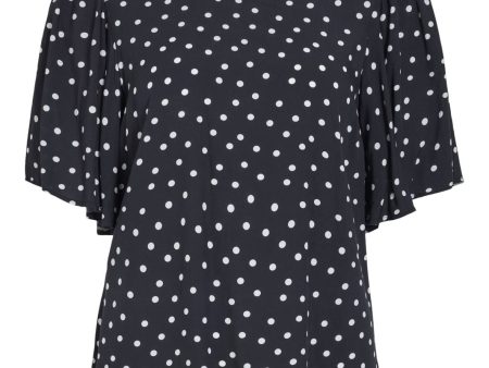 Vila - Vidolna 2 4 O-Neck Top - 4710032 Black Cloud Dancer Dots Online Sale