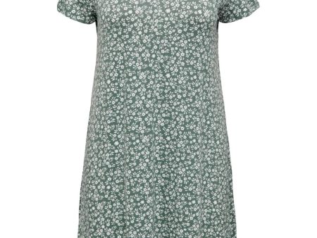 Only - Onlbera Back Lace Up S S Dress - 3516097 Balsam Green White Flowers Online now