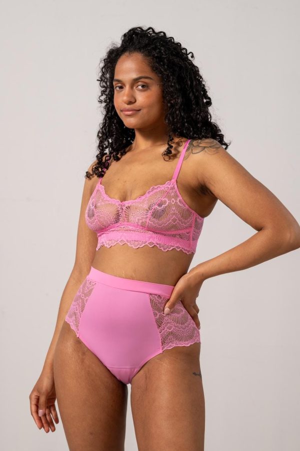 Understatement Underwear - Lace Period Highwaist Briefs - Candy Pink For Sale