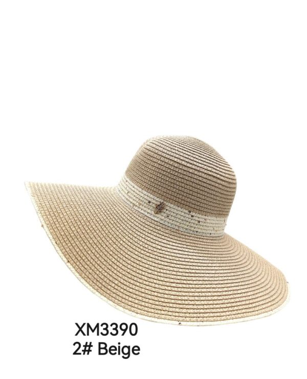 Anobel Copenhagen - Faux Straw Boater Hat With Bow Tie Xm3390 - Beige For Cheap