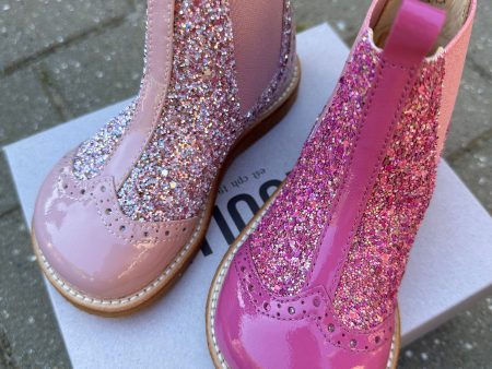 Angulus - Chelsea støvle med glitter og brogues detaljer - 3283 3294 037 Mauve Mauve Glitter Online Sale