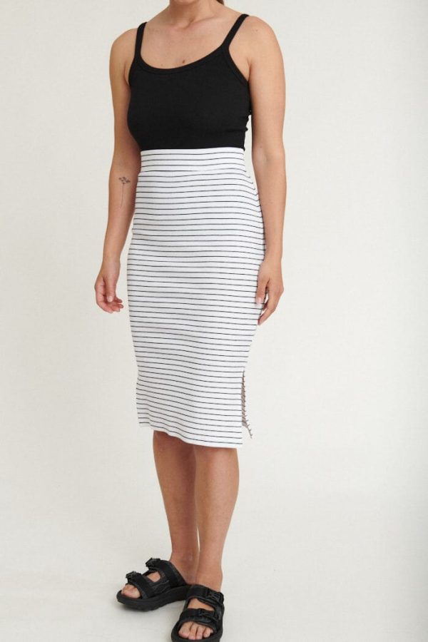 Basic Apparel - Ludmilla Long Skirt - 702 Bright White   Black Cheap