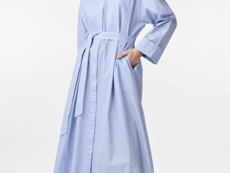 Y.A.S - Yastuesday Ls Ankle Shirt Dress - 4639632 Vista Blue W. White Stripe For Discount