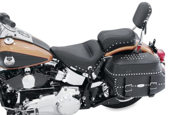 Mustang 00-15 Harley Softail Standard Rear Tire Wide Touring Passenger Seat w Studs - Black Hot on Sale