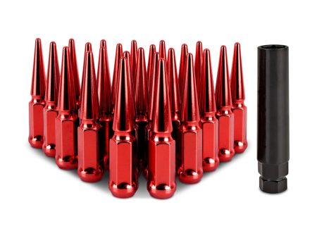 Mishimoto Mishimoto Steel Spiked Lug Nuts M12 x 1.5 24pc Set Red Online Hot Sale